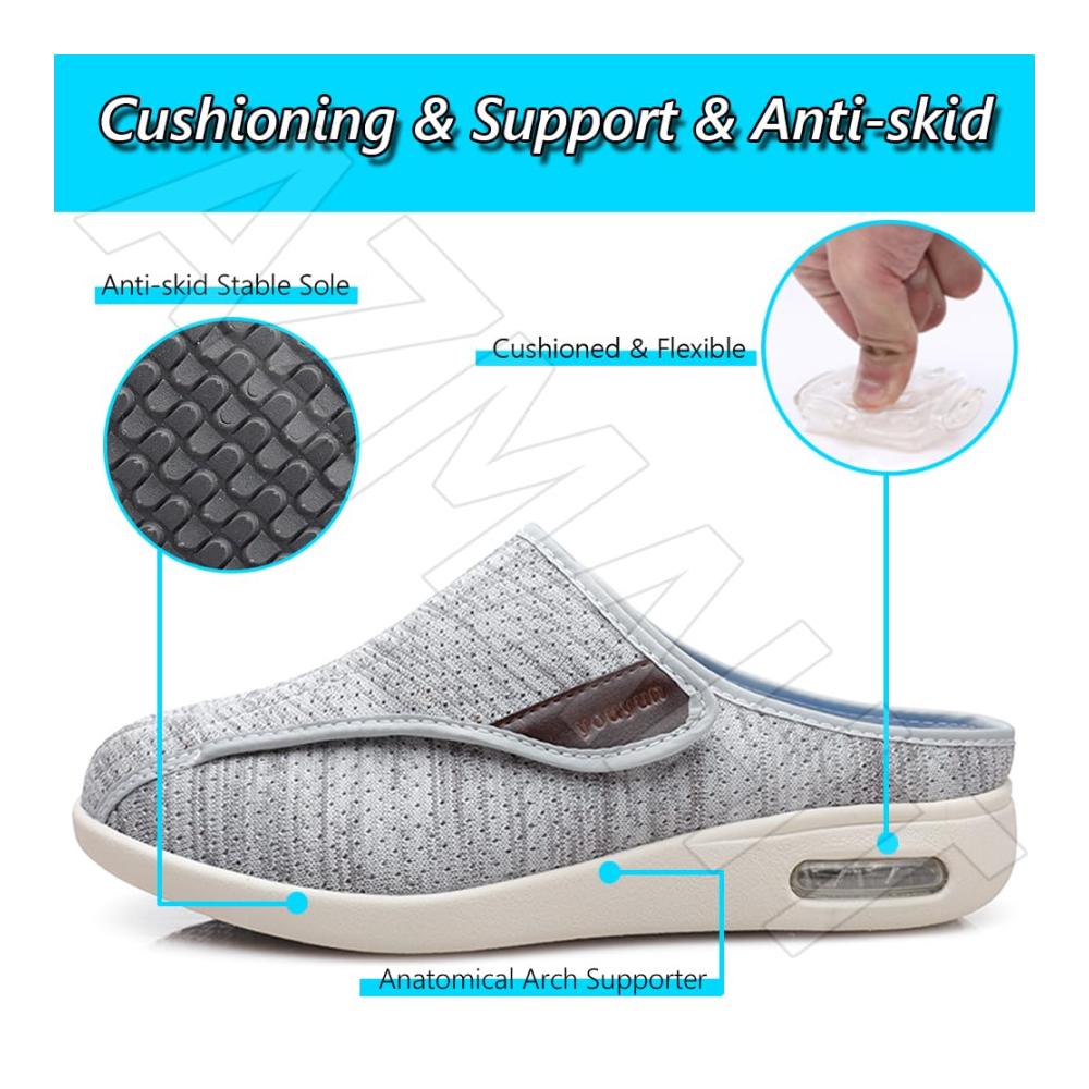 Ultimativer Komfort Diabetiker-Sneaker für Herren | Luftpolster & atmungsaktives Mesh | Verstellbare Riemen | Arbeitsschuhe für Ödeme & Arthritis | Weit sitzende Klettverschlüsse