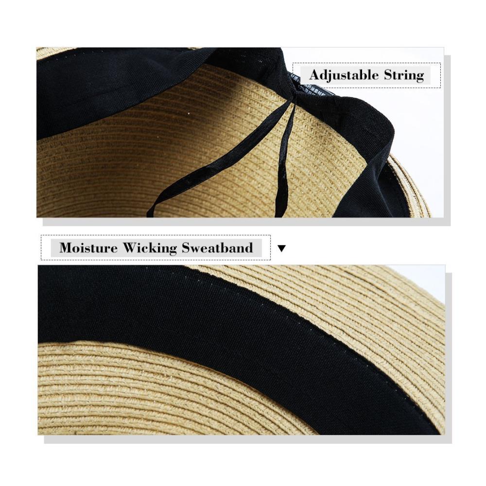 Entdecken Sie den zeitlosen Stil Eleganter Panamahut für Strand und Stadt in Schwarzblau - SIGGI Unisex Sonnenhut Stroh Fedora mit kurzer Krempe Größe L/60cm