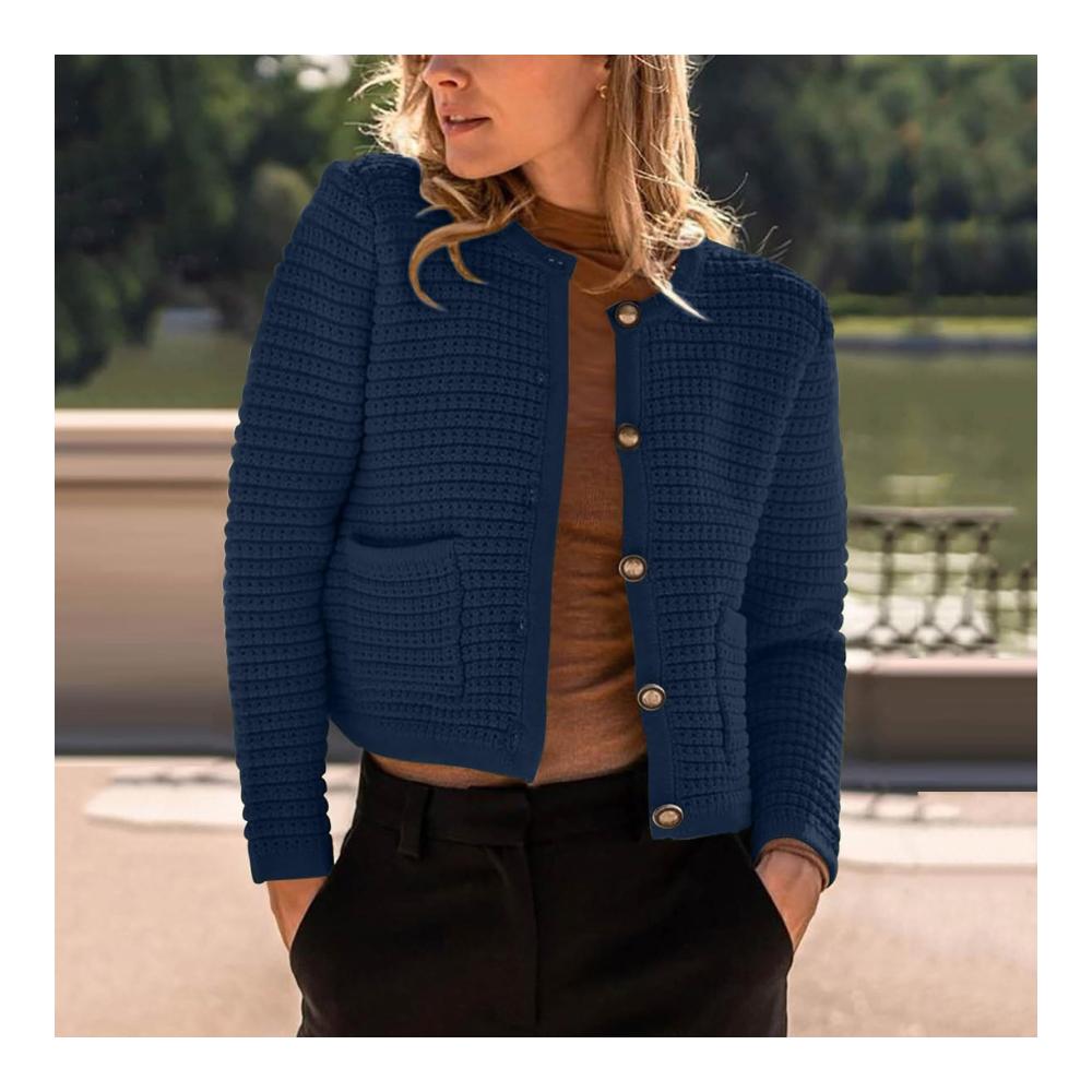 Luxuriöse Strickjacke für den Winter Damen Grobstrick Cardigan mit Waffelstrick und Taschen. Perfekt für Herbst und Winter. Stilvoll warm und lässig. Holen Sie sich Ihren Pulli jetzt in Rot