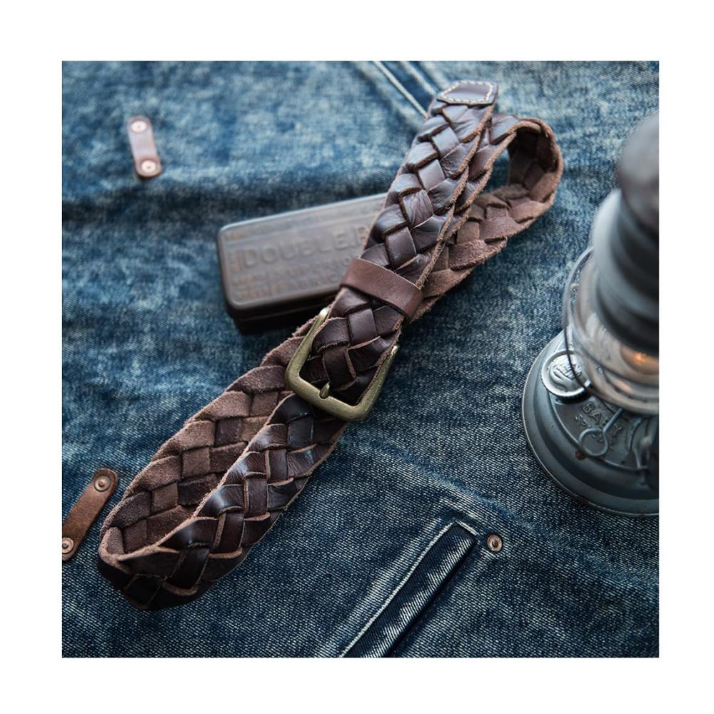 Einzigartiger Stil Handgewebter Vintage-Gürtel aus echtem Leder 40 cm breit mit Kupferschnalle. Perfekt für lässige und bequeme Outfits