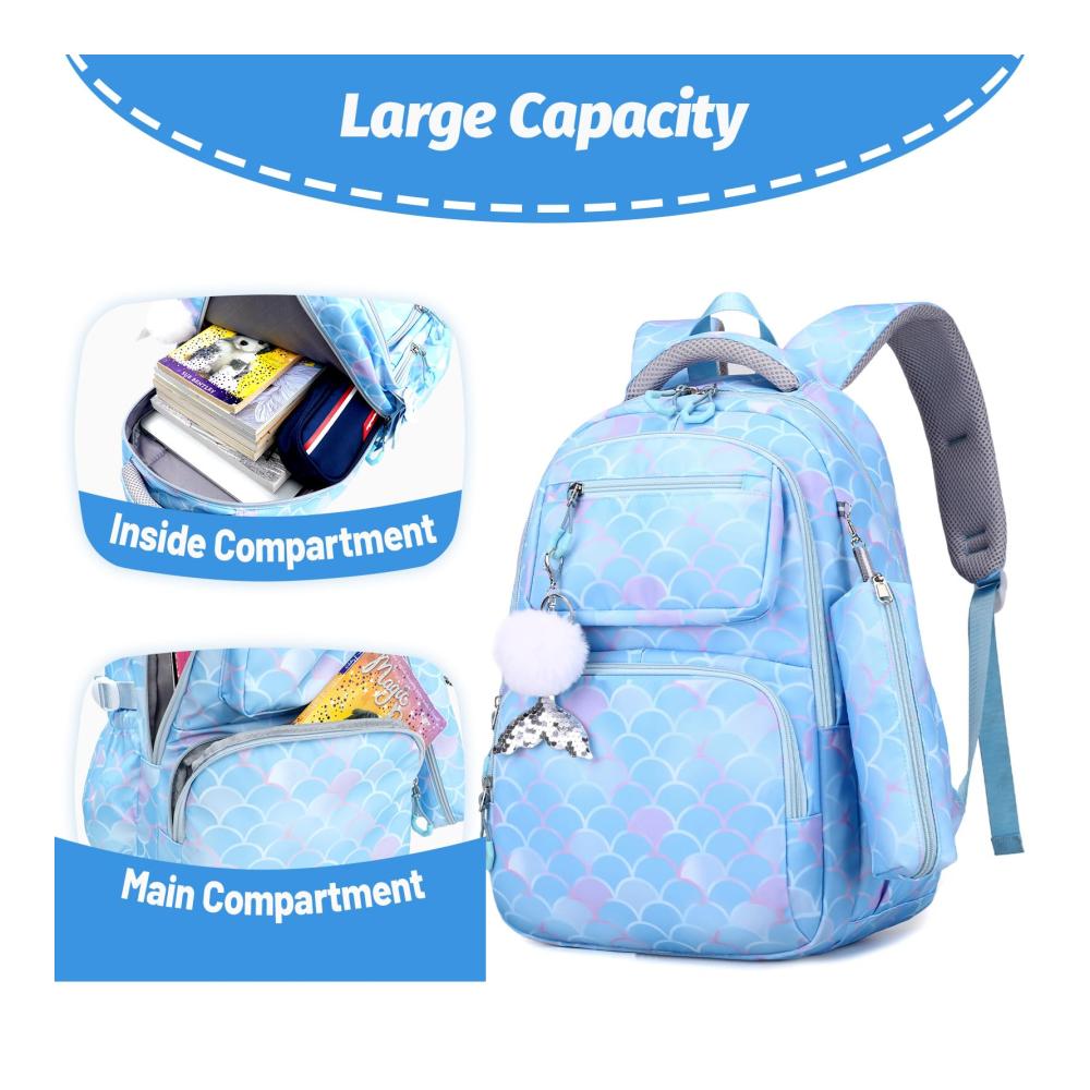 Exklusives Schultaschen-Set für Mädchen 3-teiliger Leichtgewichts-Schulrucksack mit Lunchtasche und Federmäppchen für Schule und Reisen