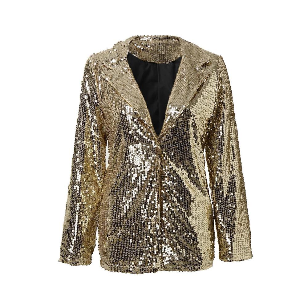 Eleganter Damen Blazer Langarm Paillettenjacke für Glitzer-Partys taillierte Anzugjacke mit stilvollen Details perfekt für besondere Anlässe