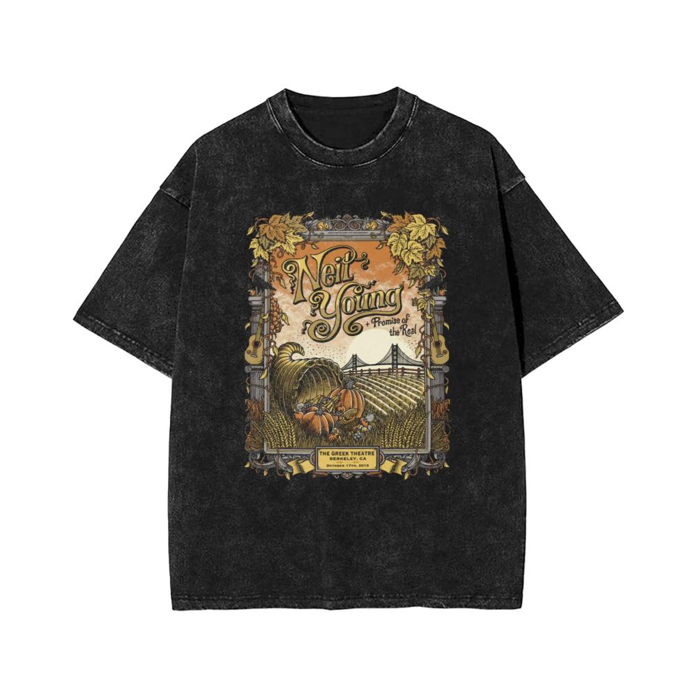 Klassisches Neil Young Crazy Horse Logo Herren T-Shirt - Vintage-Stil Rundhals Baumwolle Kurzarm Tee für Männer - Authentische Singer Bekleidung Tops