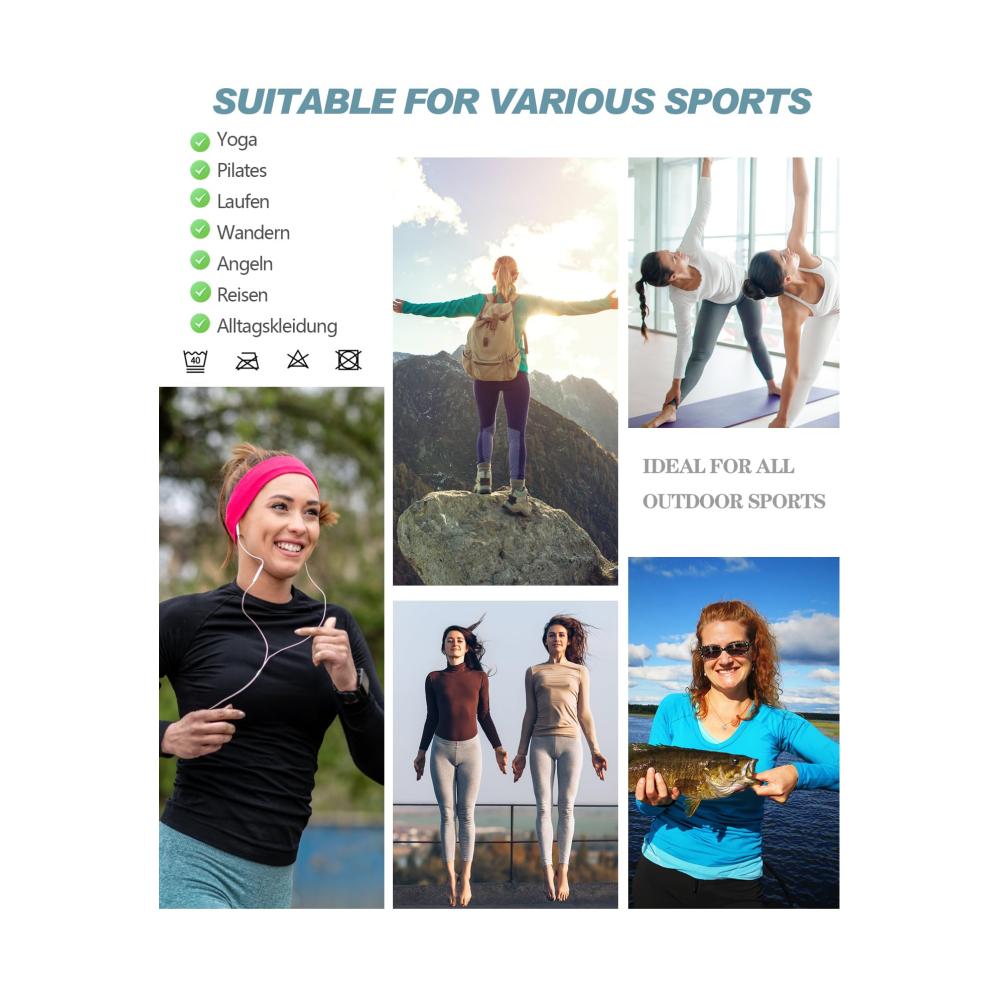 Ultimativer Schutz Damen Rashguard-Shirts UPF 50+ für Outdoor Sport Surfen Schwimmen & Golf. Langarm Laufshirt für Sonnenschutz beim Wandern & Running