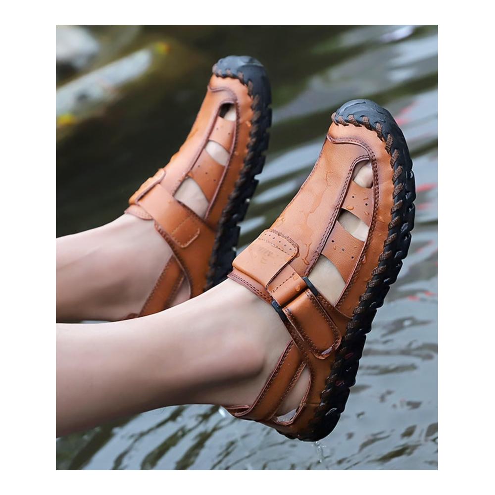 Entdecke den ultimativen Komfort Herren Sandalen aus strapazierfähigem Leder für Outdoor-Abenteuer. Wasserdicht und ideal für Sommerwandern am Strand