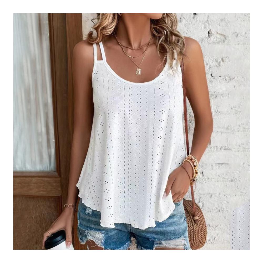 Entdecke die ultimativen Tanktops & Träger-Tops Sommerliche Eleganz für Damen! Ärmellose Blusentops mit sexy Spaghetti-Trägern und O-Ausschnitt. Perfekt für heiße Tage