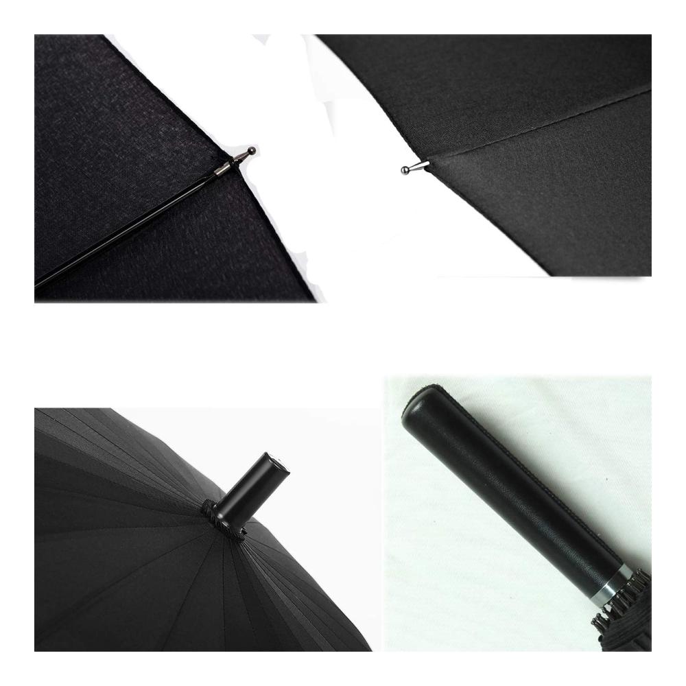 Ultimativer Schutz Hochwertiger Sturmschutz Golf Regenschirm | 24 Rippen Groß Stabil | Stockschirm KS07 Black für Business & Freizeit