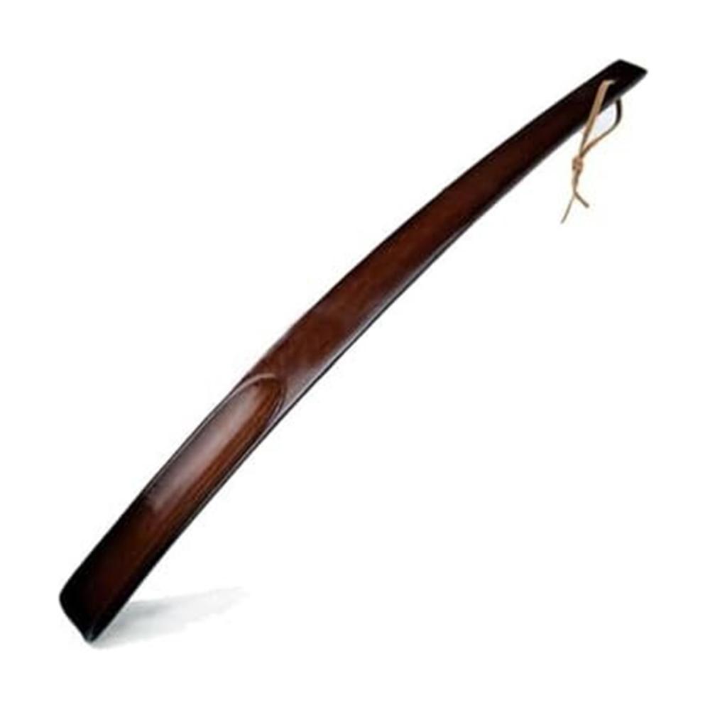 Eleganter Holz-Schuhlöffel mit langem Griff für müheloses Anziehen - Ideales Heimwerkzeug für Senioren Männer und Frauen (38 cm Nude