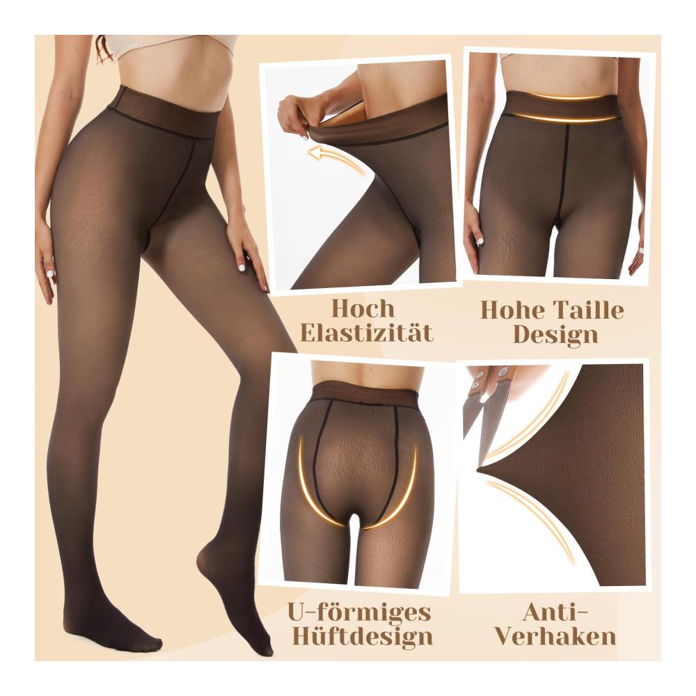 Luxuriöse Thermo-Strumpfhosen Damen Fleece Gefütterte Leggings Bauchweg-Effekt & Wärmeisolierung. Hochgeschnittene Winter Pantyhose für stilvolle Wärme