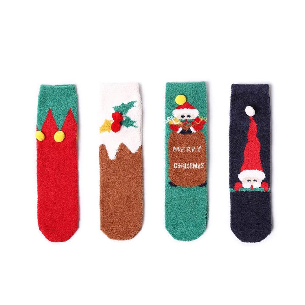 Entdecken Sie den perfekten Stil Legere & formelle Socken für Mädchen - Winterliche Pantoffelsocken gemütliche Flauschige Crew-Socken Baumwollstrick 4er-Pack mit Geschenkkarton für Mädchen. Ideal für Weihnachten