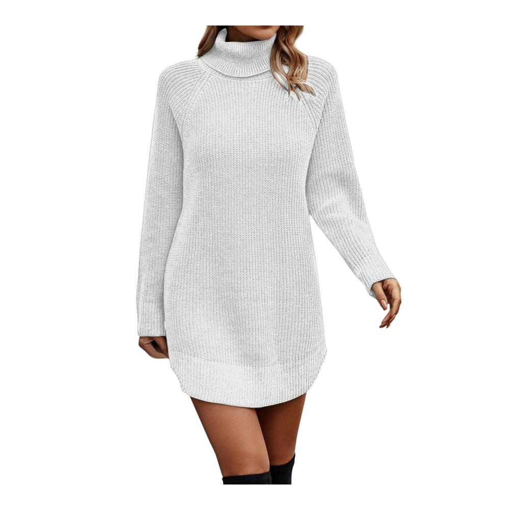 Entzückendes Damen-Pulloverkleid Winter-Wärme und zeitlose Eleganz! Knielang mit Rollkragen elastischem Strick und langen Ärmeln. Perfekt für einen sexy Look und gemütliche Tage