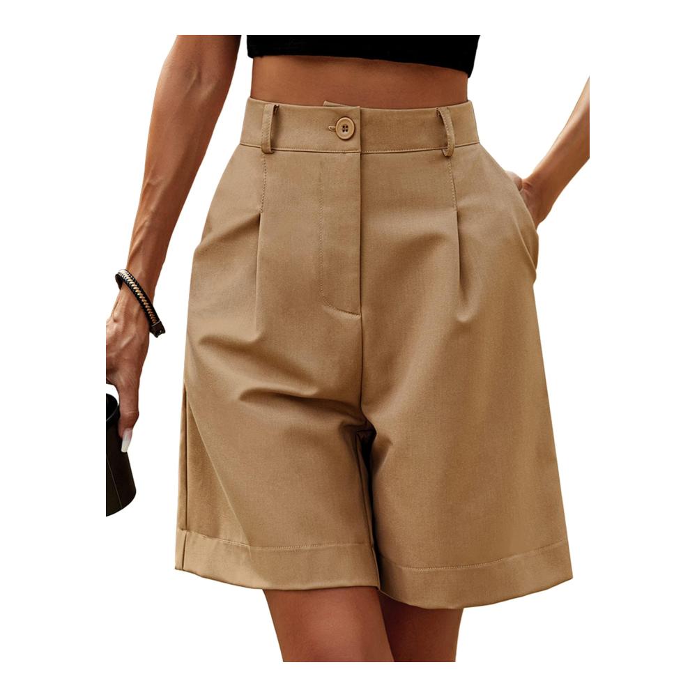 Sommer-Shorts für Damen Elegante Bermuda-Shorts mit elastischer hoher Taille weitem Bein und praktischen Taschen - ein Must-have für jeden Anlass