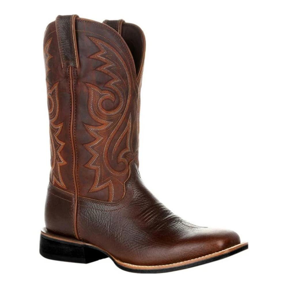 Tauchen Sie ein in den Wilden Westen mit unseren Bestickten Herren-Cowboystiefeln aus Kunstleder – Einzigartige Retro-Winterschuhe für stilvolle Männer