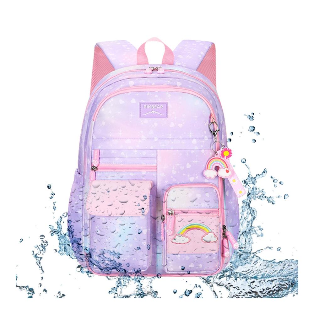 Erfrischendes Schultaschen-Set Mädchen Rucksack mit Regenbogenmotiv - Perfekt für Teenager! Bunter Schulrucksack für Damen - Lässiger Tagesbegleiter für Schule und Reisen