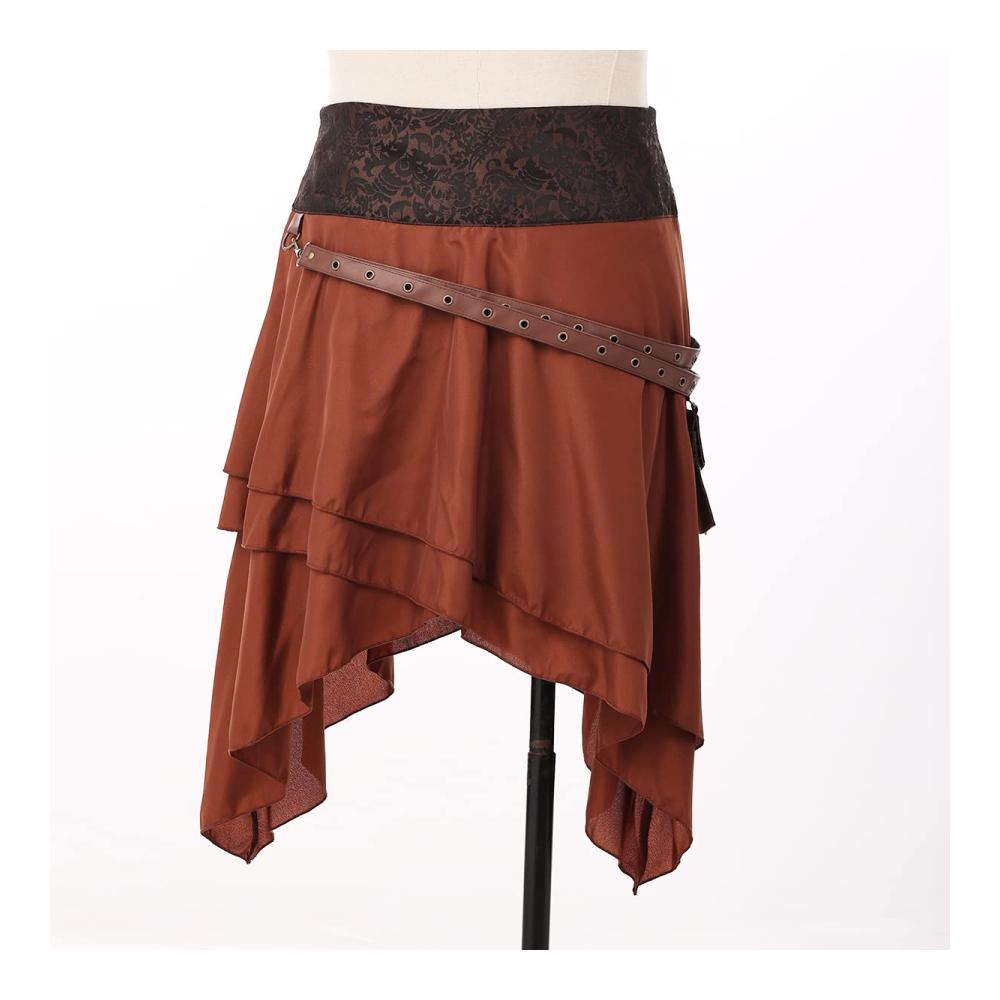 Entdecken Sie den zauberhaften Charme des Viktorianischen Steampunk Rocks mit mittelalterlicher Tasche für Piratinnen! Gönnen Sie sich diesen Gothic High-Low Skirt für einen atemberaubenden Look