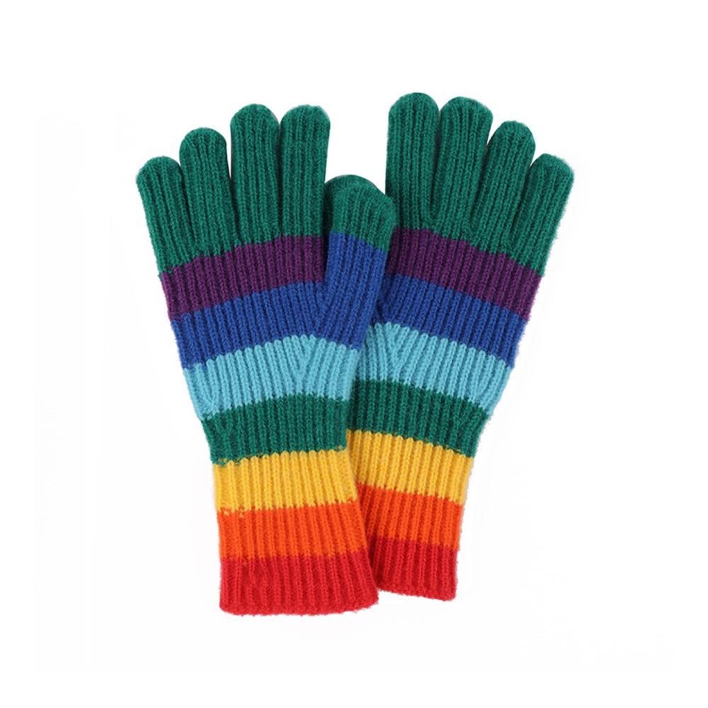 Entdecken Sie den ultimativen Komfort Regenbogen Verdickte Vollfinger Winter Handschuhe für Damen – Stilvoll warm und niedlich