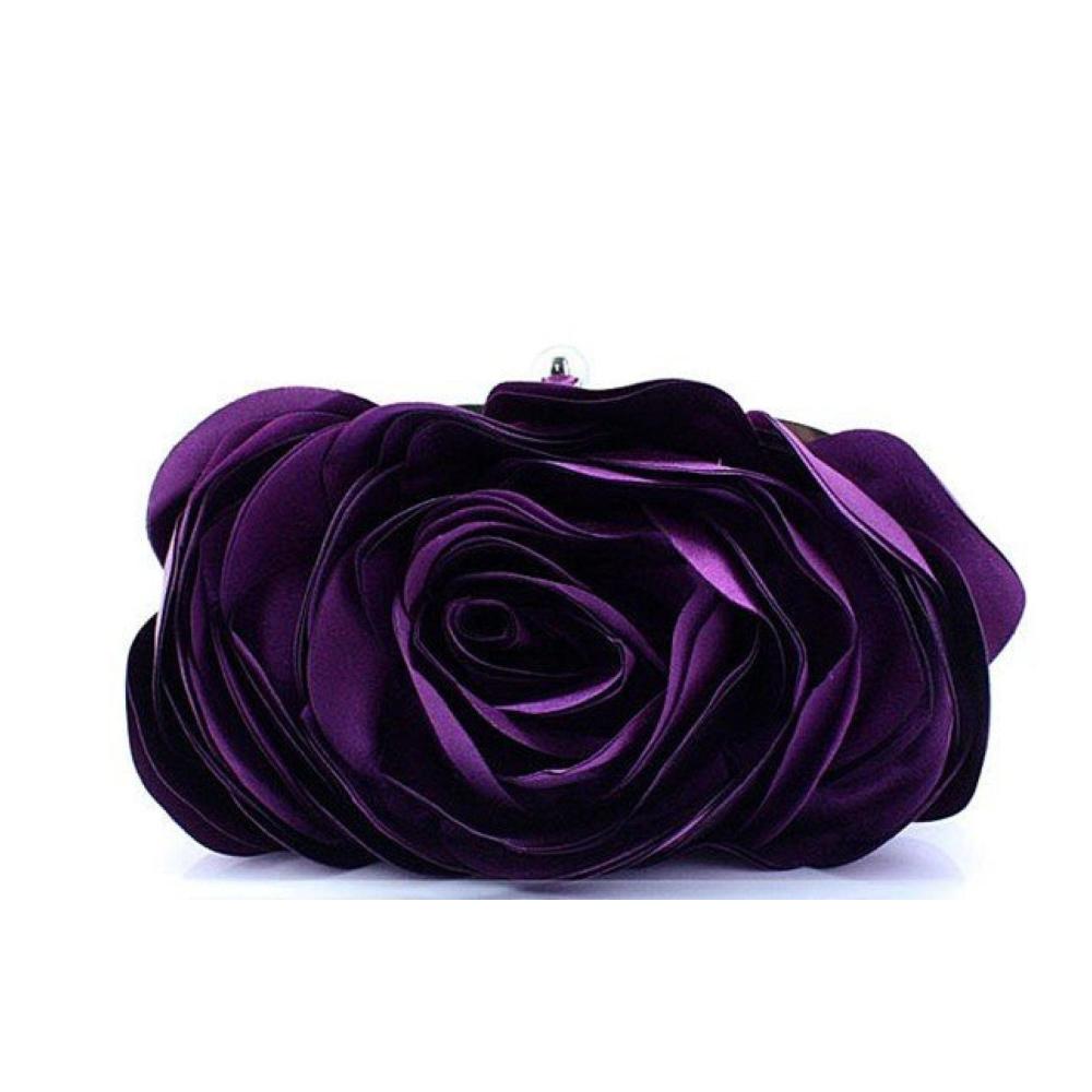 Elegante Clutch für Damen Stilvolle Handtasche mit Blumenmuster für Hochzeiten Abendkleider & Partys - Lila Einheitsgröße mit Schulterkette - Geldbörse & Accessoire in einem