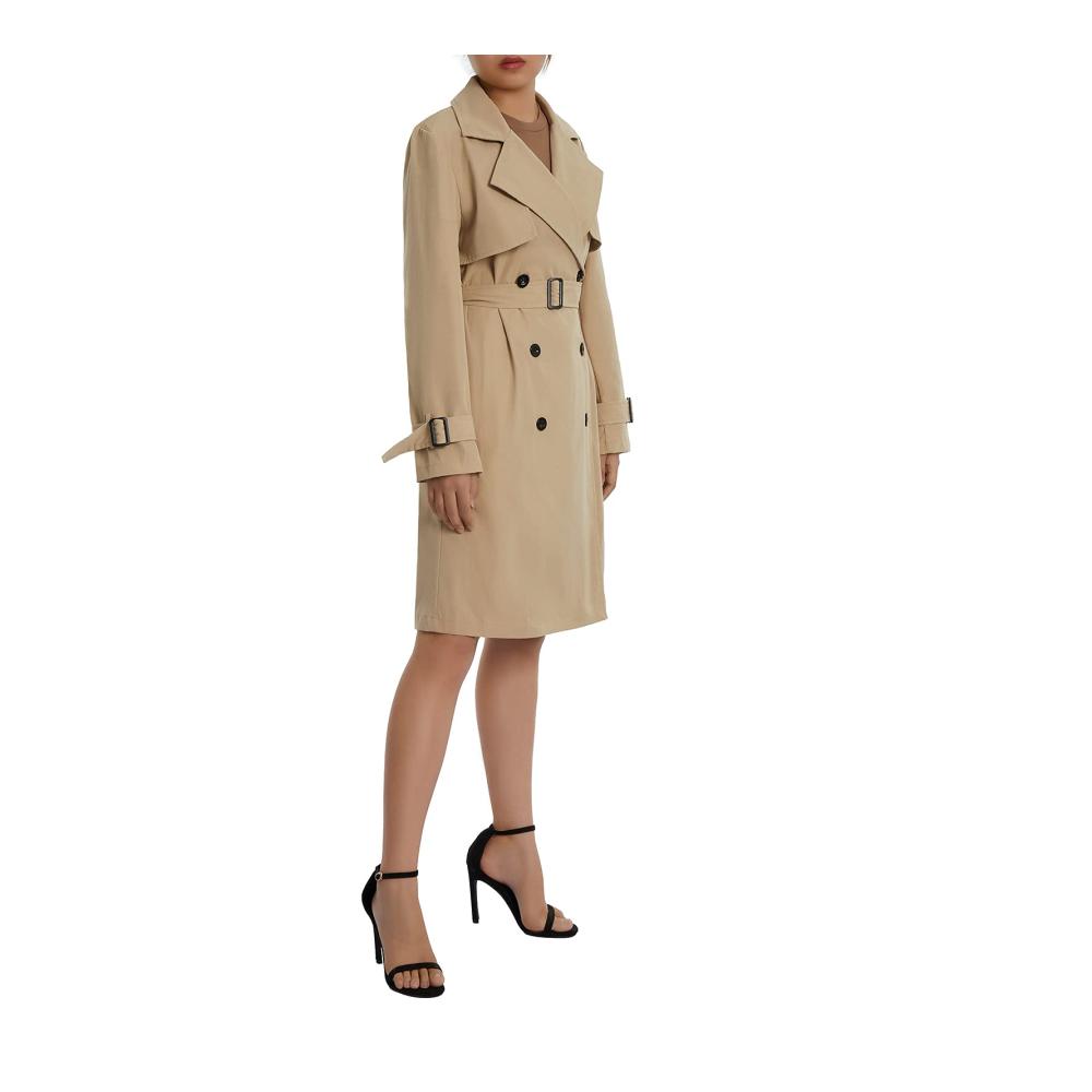 Erhalten Sie zeitlose Eleganz Damen Zweireihiger Trenchcoat - Stilvoller wasserdichter Mantel mit Gürtelschnalle für anspruchsvolle Oberbekleidung. Ideal für jede Saison