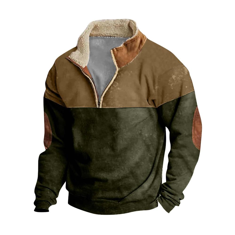 Entdecke stilvolle Herren Henley Sweatshirts mit Patchwork-Design und Sherpa-Futter – perfekte Oberbekleidung für jeden Anlass! Sweatshirts in Plusgröße jetzt erhältlich