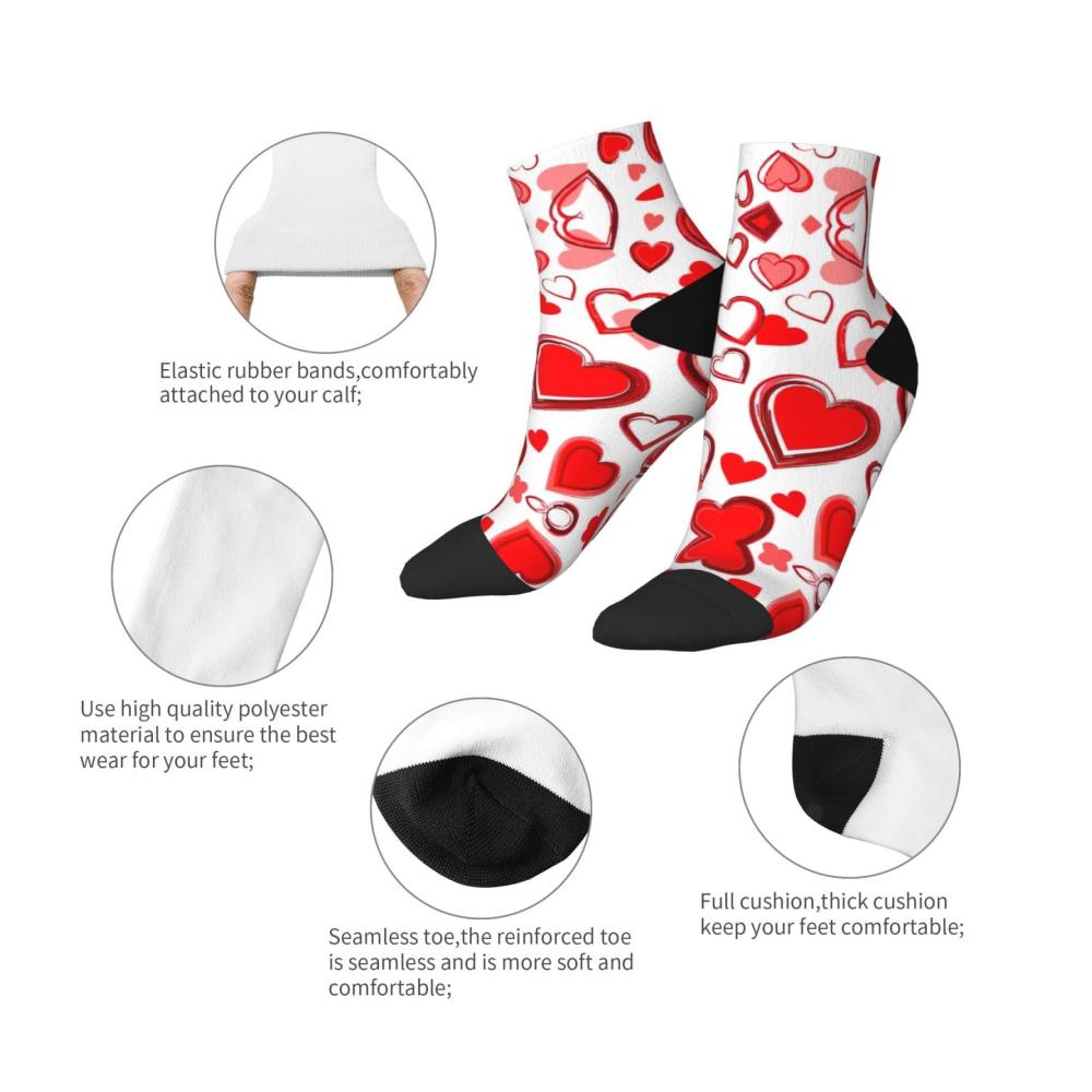 Komfortable Knöchelsocken für Erwachsene mit stilvollen Designs – Romantisches Rot Unisex One Size Ideales Geschenk für Damen und Herren