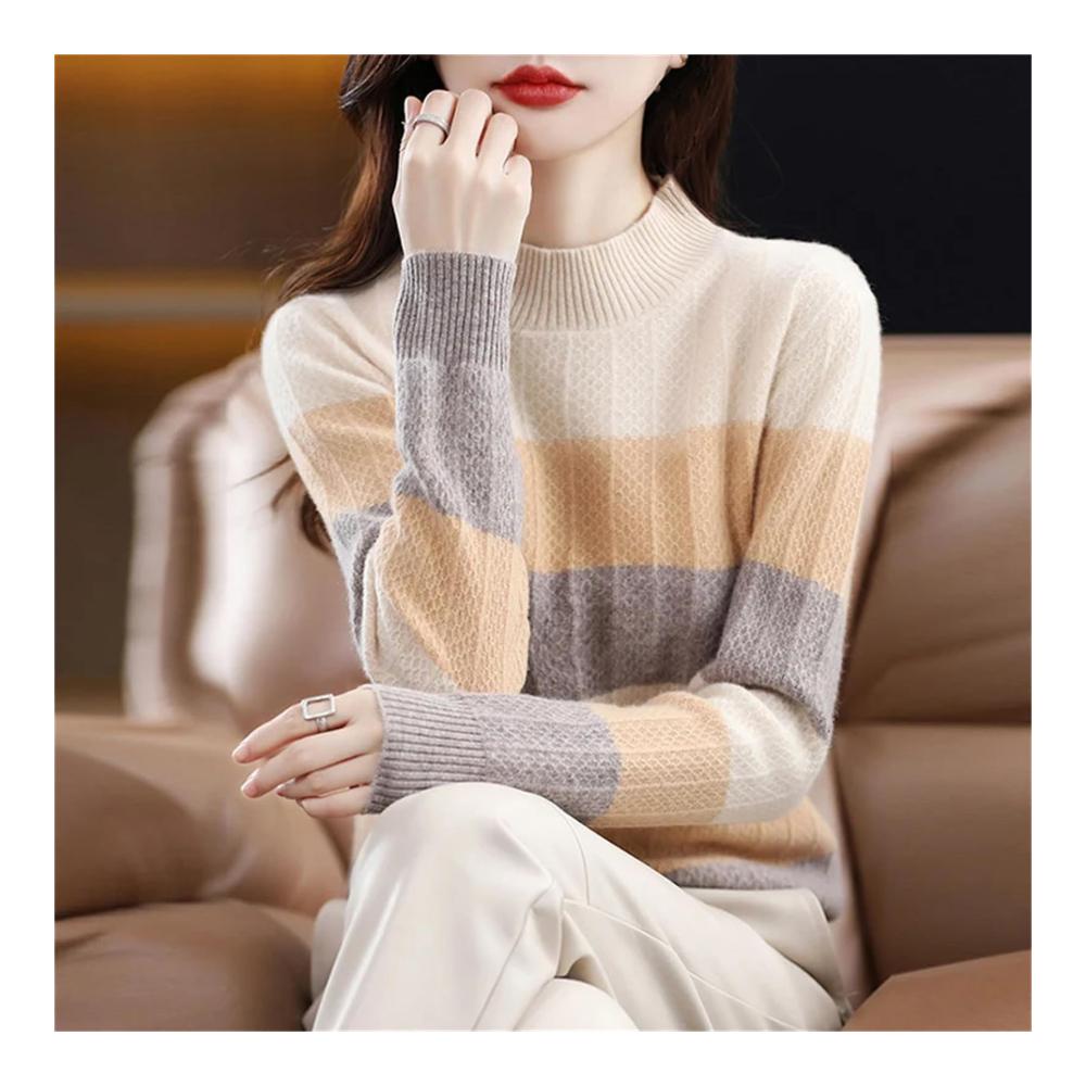 Stilvoller Damen-Pullover Kaschmir & Wolle Mix für exklusive Eleganz | Langarm Stricktops mit Rundhalsausschnitt