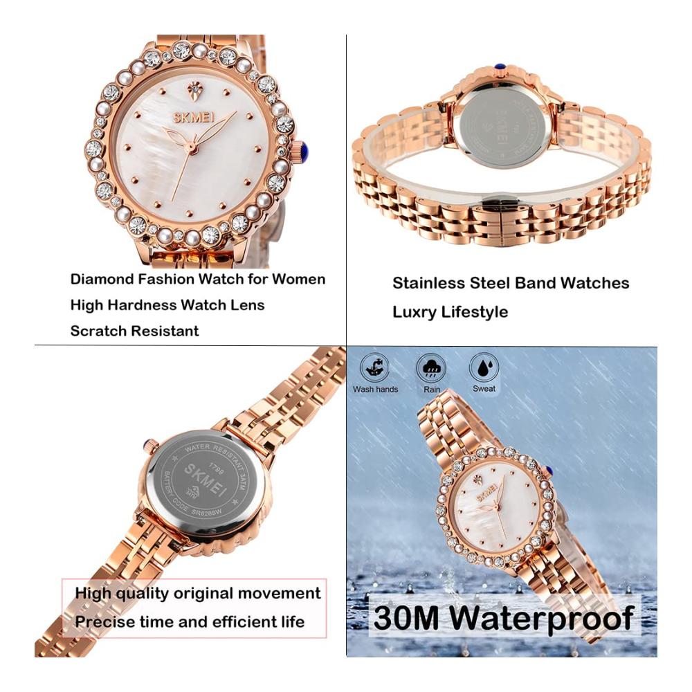 Erstaunliche Armbanduhren Luxuriöse Diamant-Rosegold-Uhren für Frauen – Wasserdicht elegant und stilvoll – Das perfekte Geschenk für Damen und Mädchen