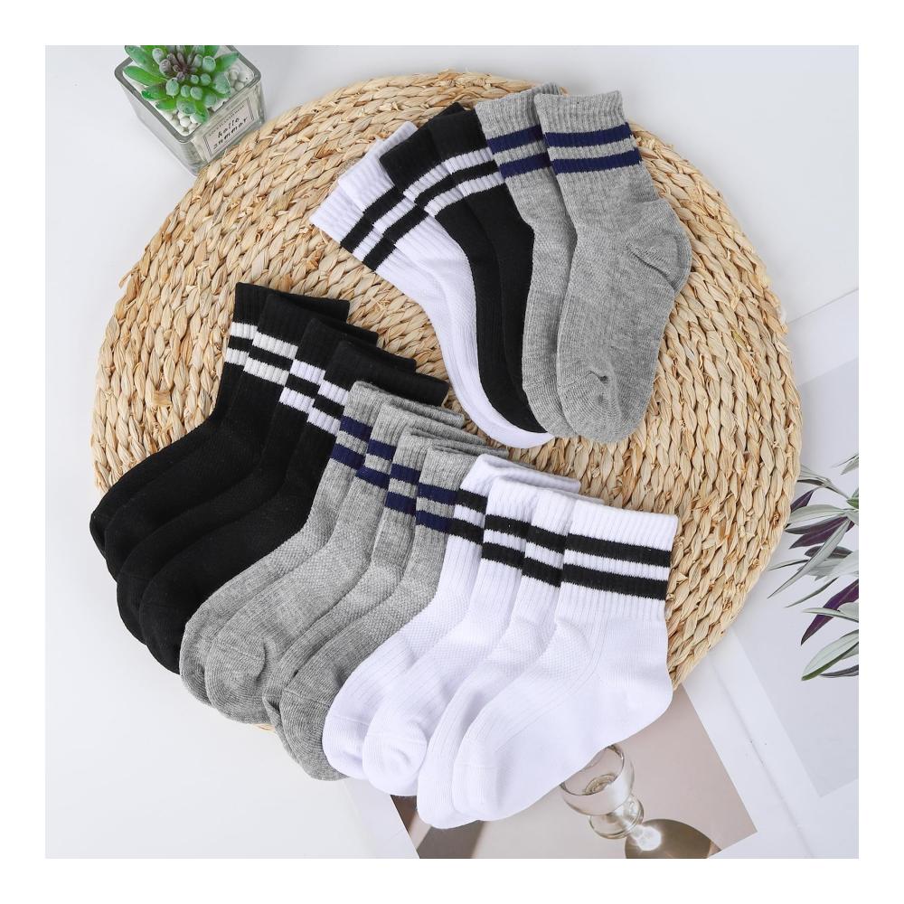 9er Set Mädchen Socken | Baumwollsocken für jeden Anlass | Hohe Sport- und Freizeitsocken | Nahtlose Bequemlichkeit | Schwarz Weiß Grau | Kinderfüße lieben sie