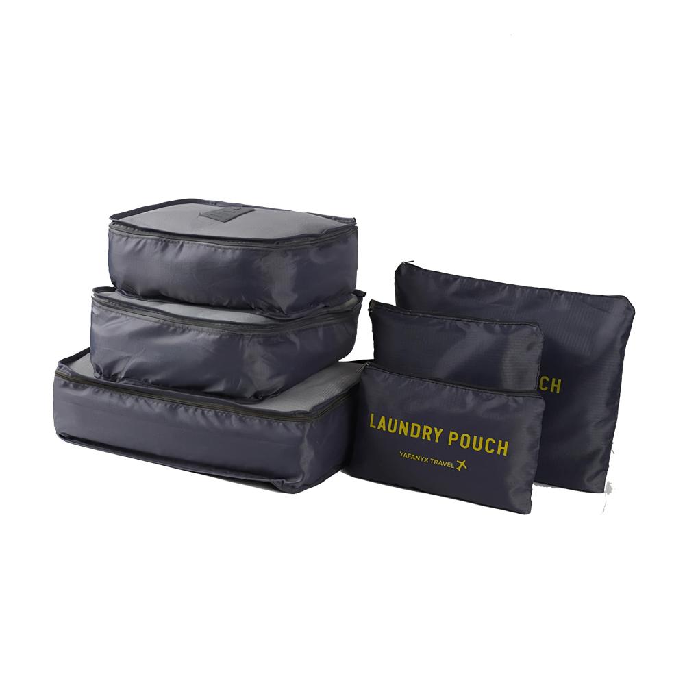 Maximale Organisation für unterwegs 6-teiliges Kofferorganizer-Set in elegantem Schwarz - Perfekte Reisebegleiter für müheloses Packen und Entpacken