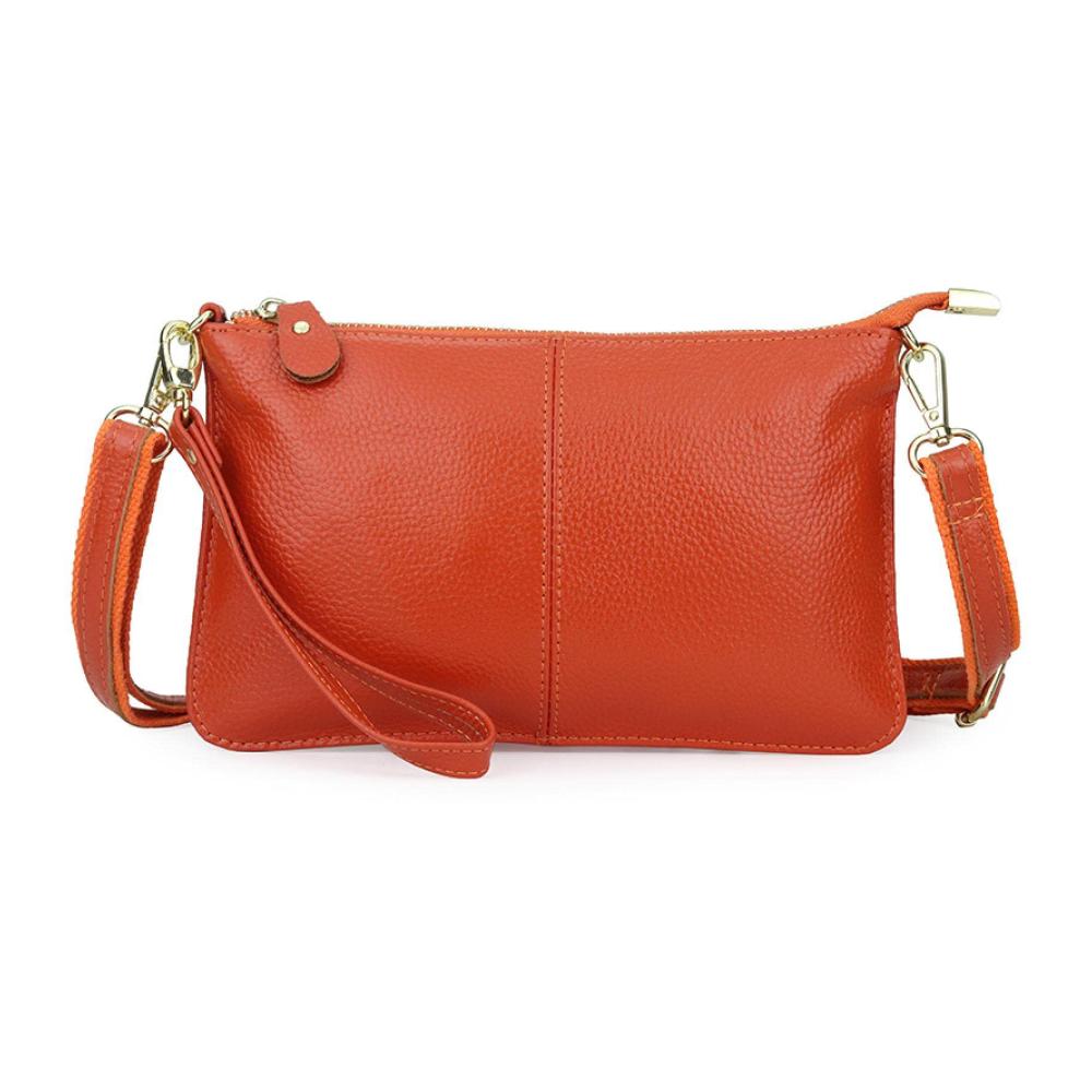 Elegante Damenclutch - Handtasche aus Leder mit Silberglanz | Modische Mini-Umhängetasche für Party & Strand | Orange Einheitsgröße