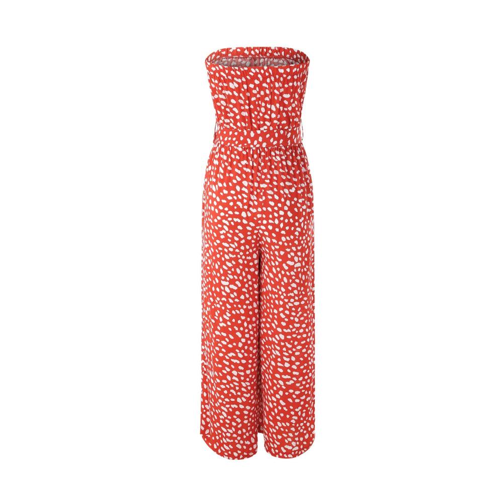 Entdecke den Sommer in voller Blüte Damen Jumpsuit – Schulterfrei Bandeau-Print weites Bein! Stilvoll und verspielt der perfekte Begleiter für sonnige Tage. Jetzt in Orange