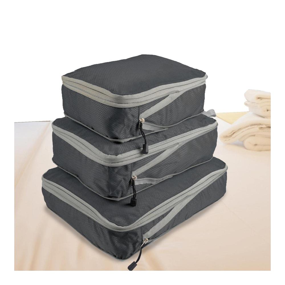 Maximale Ordnung auf Reisen Kofferorganizer-Set für perfekte Packung | Praktische Kompressionswürfel für Kleidung Schuhe & Handtücher | Platzsparendes Gepäck-Organizer Trio