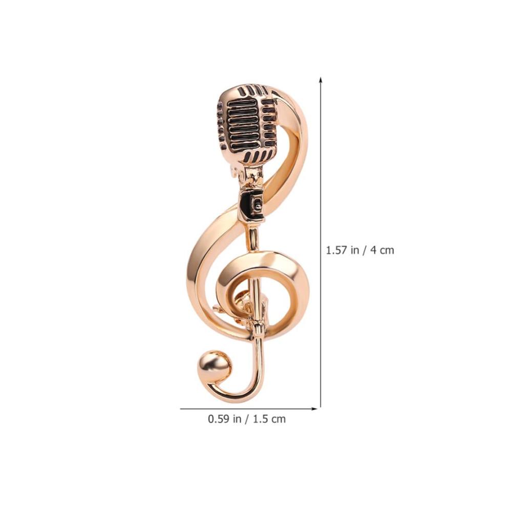 Einzigartige Goldfarbene Mikrofonbrosche Elegante Broschennadeln mit Musiknoten - Vintage Schmuck für Damen und Herren perfekte Revers-Kleid Accessoires und Geschenke
