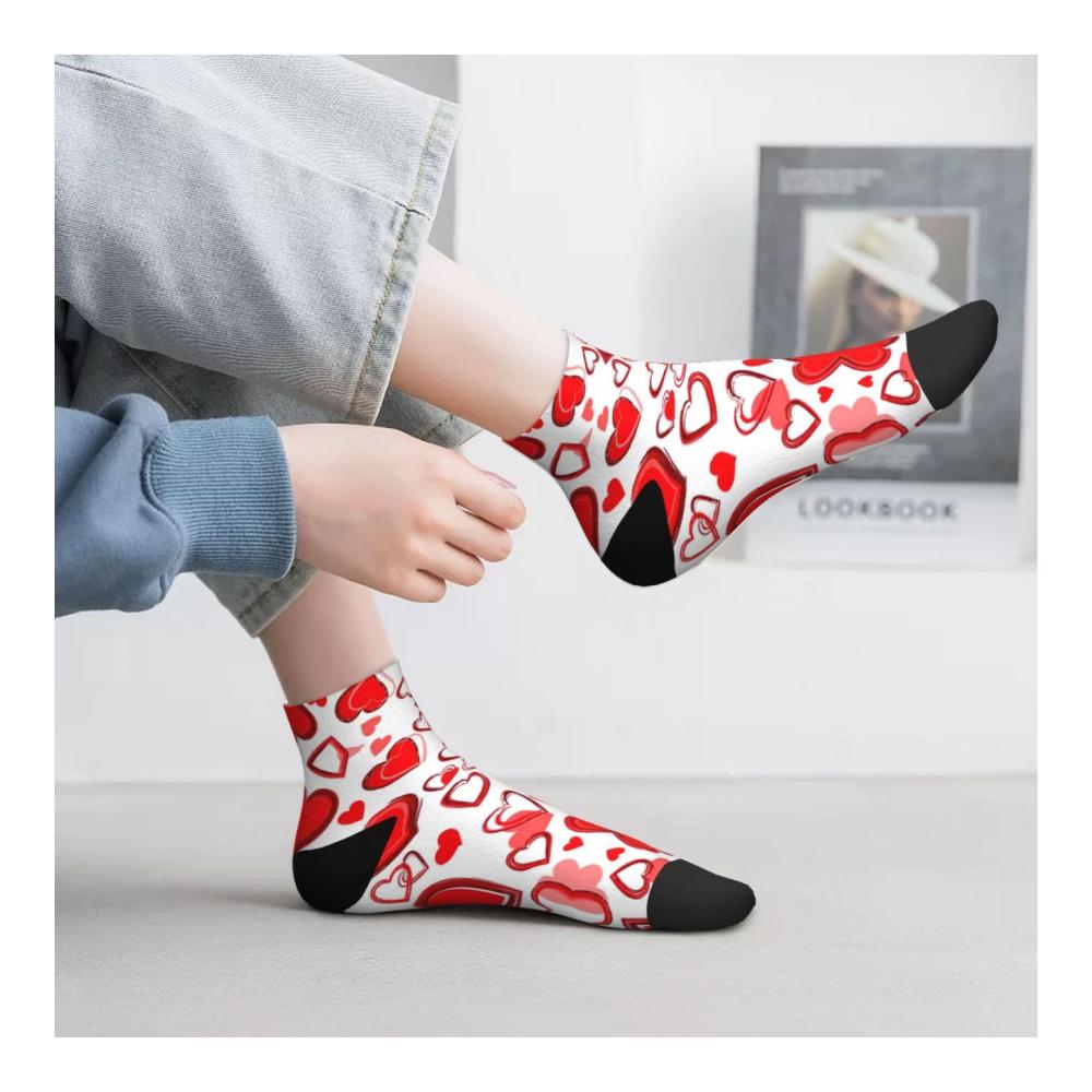 Komfortable Knöchelsocken für Erwachsene mit stilvollen Designs – Romantisches Rot Unisex One Size Ideales Geschenk für Damen und Herren