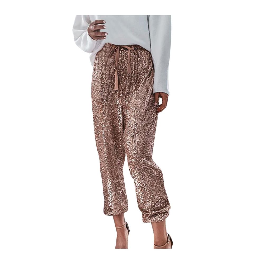 Entdecken Sie den Glamour Weite Trainingshosen für Damen - Hoch taillierte Glitzerhosen für den perfekten Look beim Training oder in der Freizeit