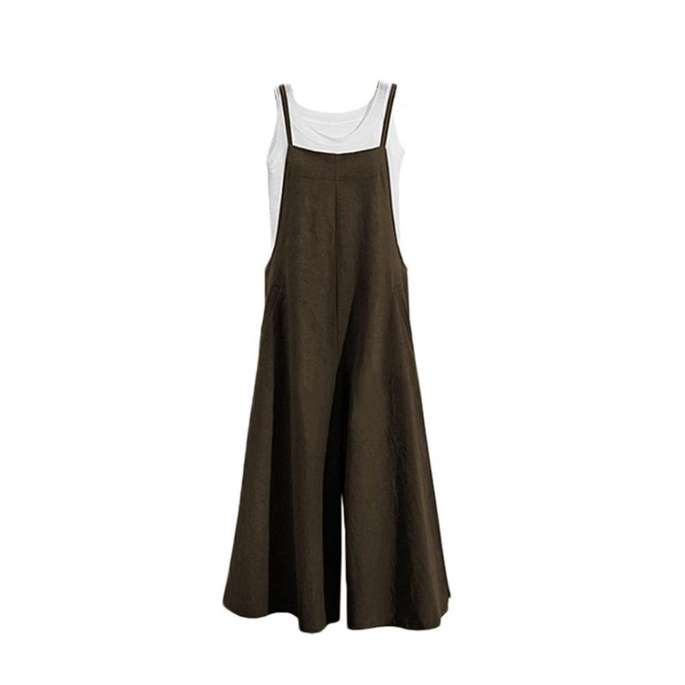 Trendiger Damen Jumpsuit für Frühling & Sommer Eleganter Overall mit Schulterriemen in Khaki Größe XL - Perfekt für jede Party