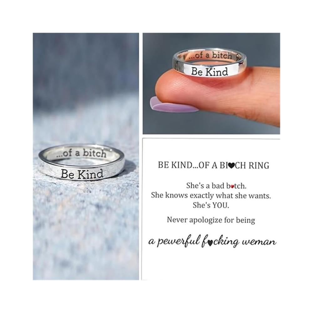 Personalisiertes Edelstahl-Bandring-Armband für Schwestern Motivations-Schmuck für Freunde. Sei einzigartig mit unserem Be Kind Of A Bitch-Ring