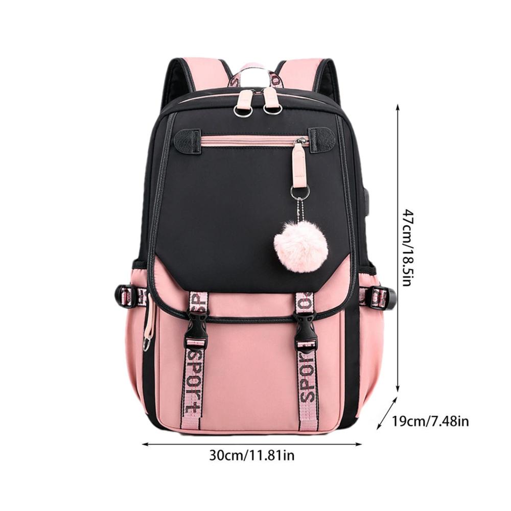 Attraktiver Tagesrucksack Yajexun Schulrucksack mit USB-Ladeanschluss für Kinder und Jugendliche - 27 l Nylon Außenrucksack