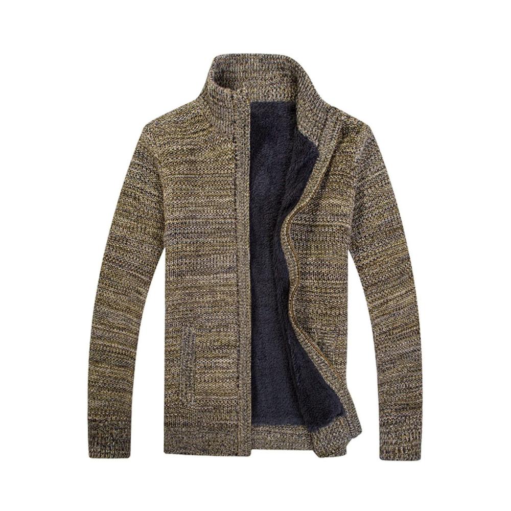 Stilvoller Herren Pullover Langarm Strickjacke mit Stehkragen und Fleece - Größe 3 XXL. Perfekte Kombination aus Komfort und Eleganz
