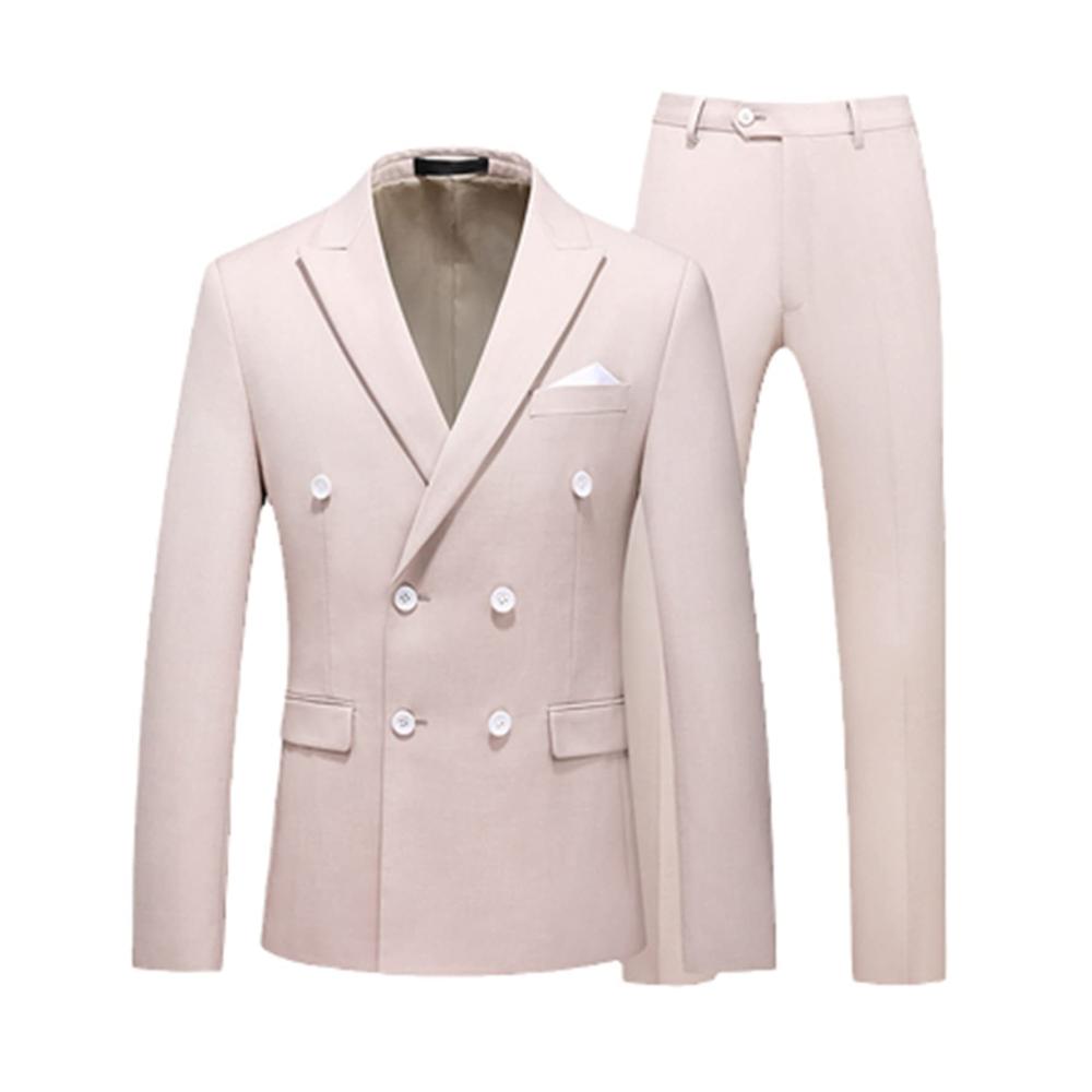Perfektion in Stil Elegantes Herren-Doppelreiher-Anzug-Set für zeitlosen Chic. Slim-Fit-Jacke und Hose in solider Farbe für anspruchsvolle Eleganz