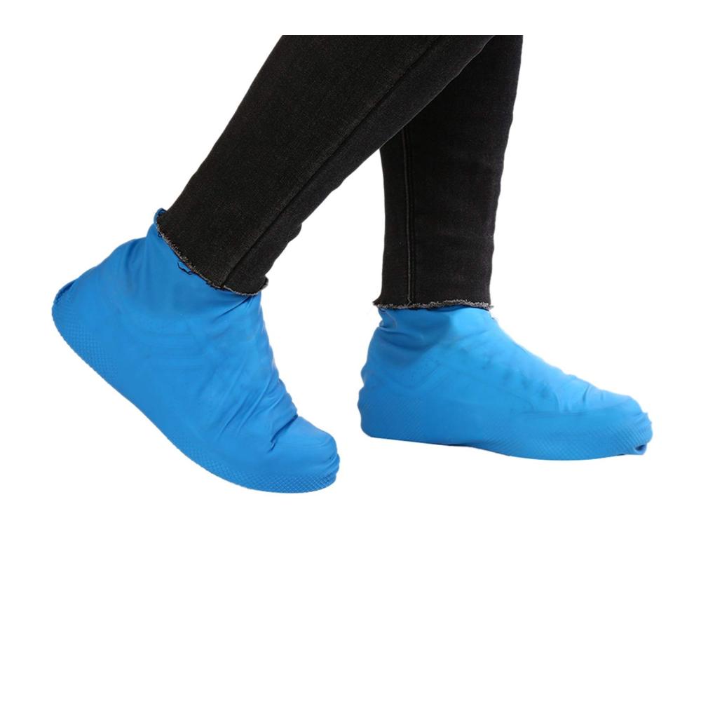 Galoschen Wiederverwendbare Latex-Überschuhe für trockene Füße bei Regen - Rutschfeste Regenstiefelüberzüge wasserdicht & robust - Blau S