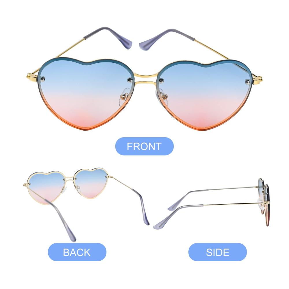 Entdecke den Charme der Sonne Herzförmige Metallrahmen Sonnenbrille - UV400 Schutz und Hippie Flair in bunten Nuancen. Perfektes Accessoire für stilbewusste Damen und Herren