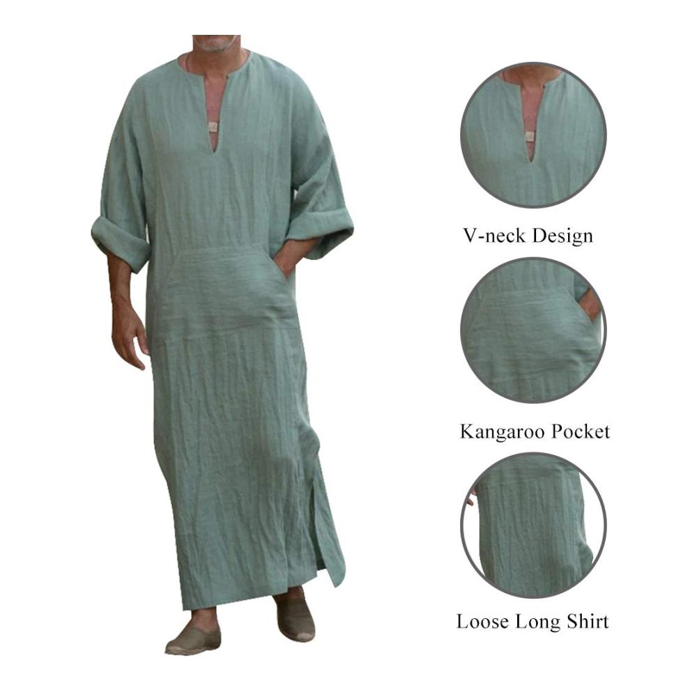 Herren Kaftan im Saudi-Stil Vintage Arabisch Lose Langarm-T-Shirt Muslim Hemd Ethnische Robe Bademäntel Morgenmäntel für stilbewusste Männer