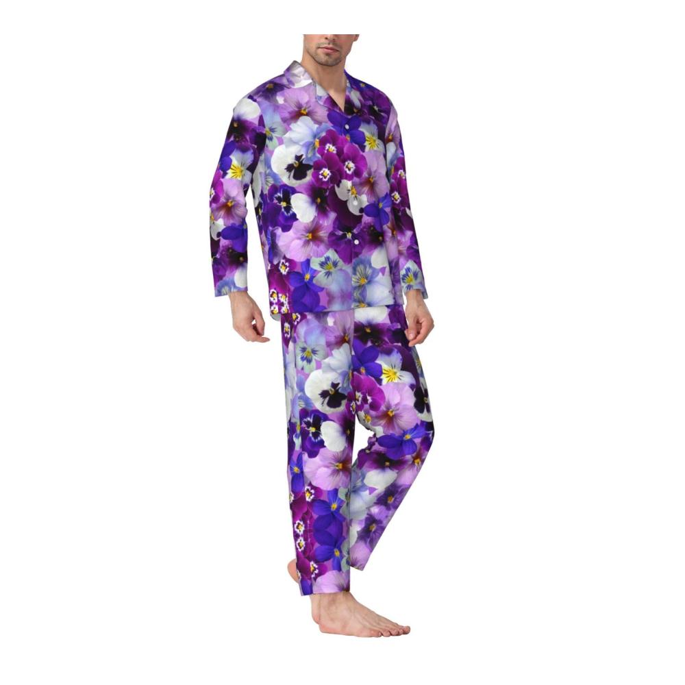 Gemütlicher Schlafanzug für Herren Langärmeliges Pyjama-Set mit stilvollem Blumenmuster für maximalen Komfort und modischen Schlaf. Entdecke jetzt
