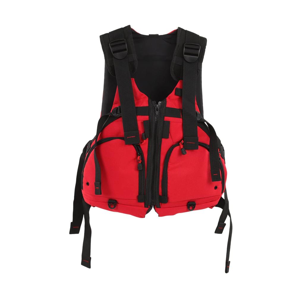 Vielseitige Outdoor-Angelweste in Rot | Mehrere Taschen | Köder-Angelweste | Einheitsgröße | Praktische Jacke für Angler | Top-Qualität für jeden Ausflug