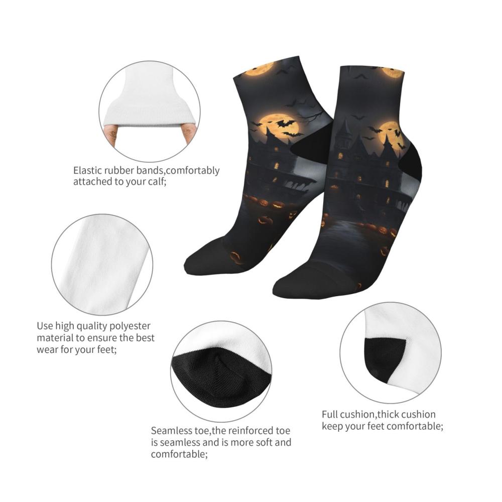 Stilvolle Knöchelsocken für Halloween-Gothic-Liebhaber Bequeme Socken mit modischen Mustern für Damen und Herren in Einheitsgröße