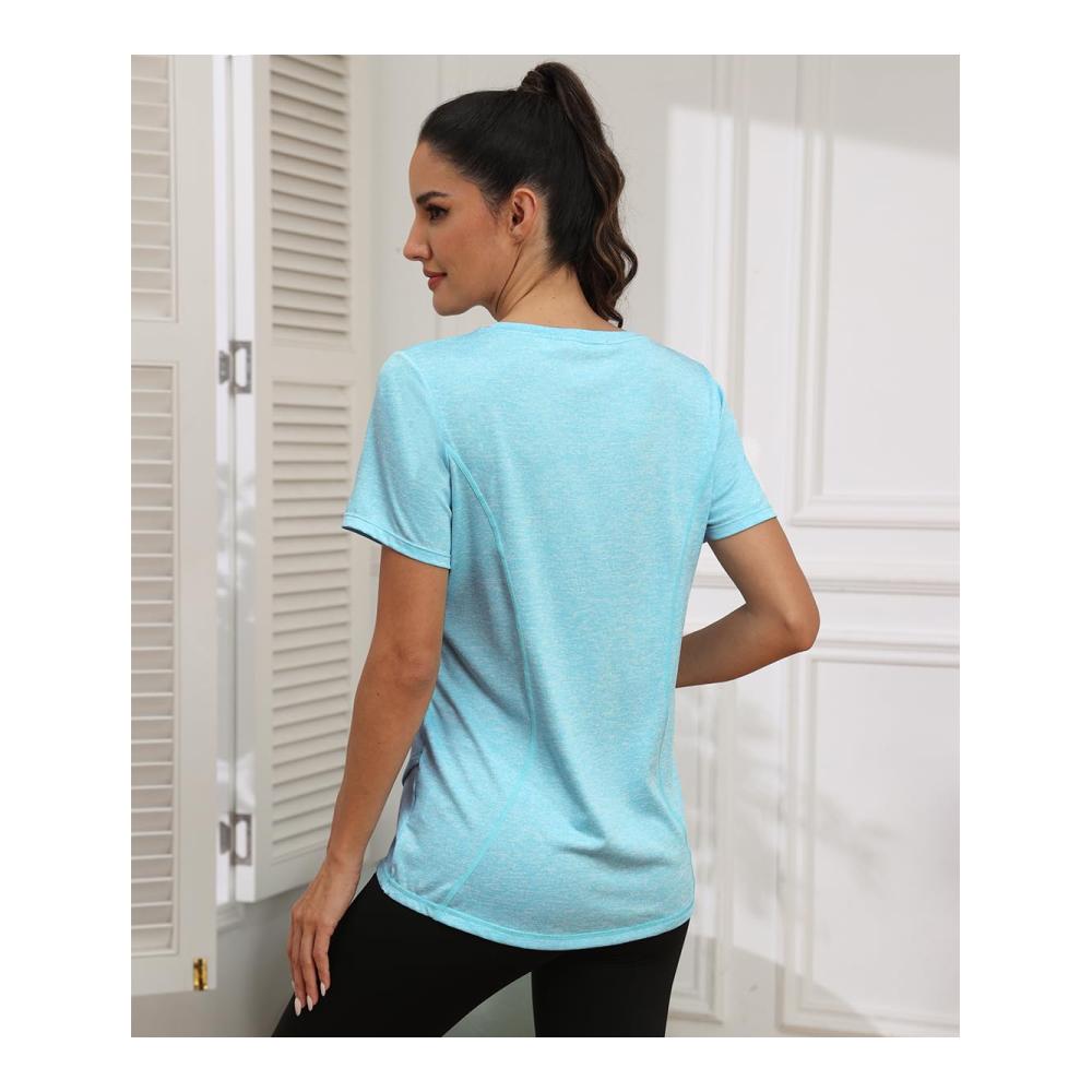 Damen T-Shirt Sportshirt | Leicht & Atmungsaktiv | Funktions Shirt für Fitness Yoga & Laufen | Kurzarm Rundhals Sport Top | Damen Sportbekleidung in vielen Farben & Größen verfügbar