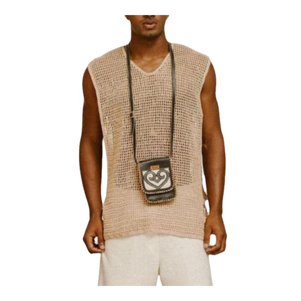 Stylisches Herren Tank Top Atemberaubendes Mesh-Design Vielseitigkeit für den Sommer Beige XXXL Größe optimale Belüftung und Komfort ein Muss für stilbewusste Männer! Erwerben Sie jetzt