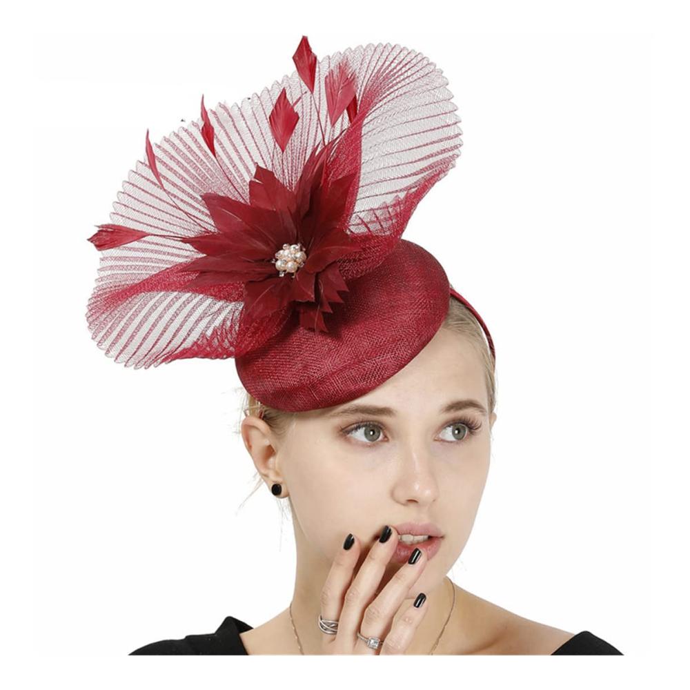 Eleganter Fascinator Hut mit Mesh für Damen - Stilvolle Baskenmütze mit Federn - Perfektes Accessoire für besondere Anlässe - Exquisite Haar-Accessoires