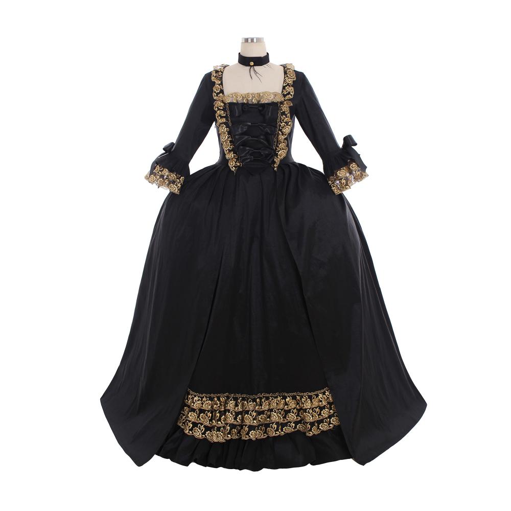 Exquisites viktorianisches Rokoko-Kleid für Damen Zeitlose Eleganz für Ihre Freizeit! Schwarz Renaissance-Stil. Gönnen Sie sich Stil und Komfort