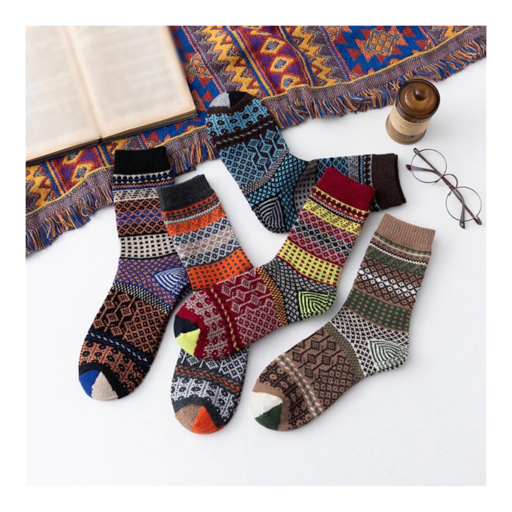 Entdecke den ultimativen Komfort Modische Wollsocken im 5er-Pack mit einzigartigen Mustern und elastischem Design für alle Größen! Perfekte Wintersocken